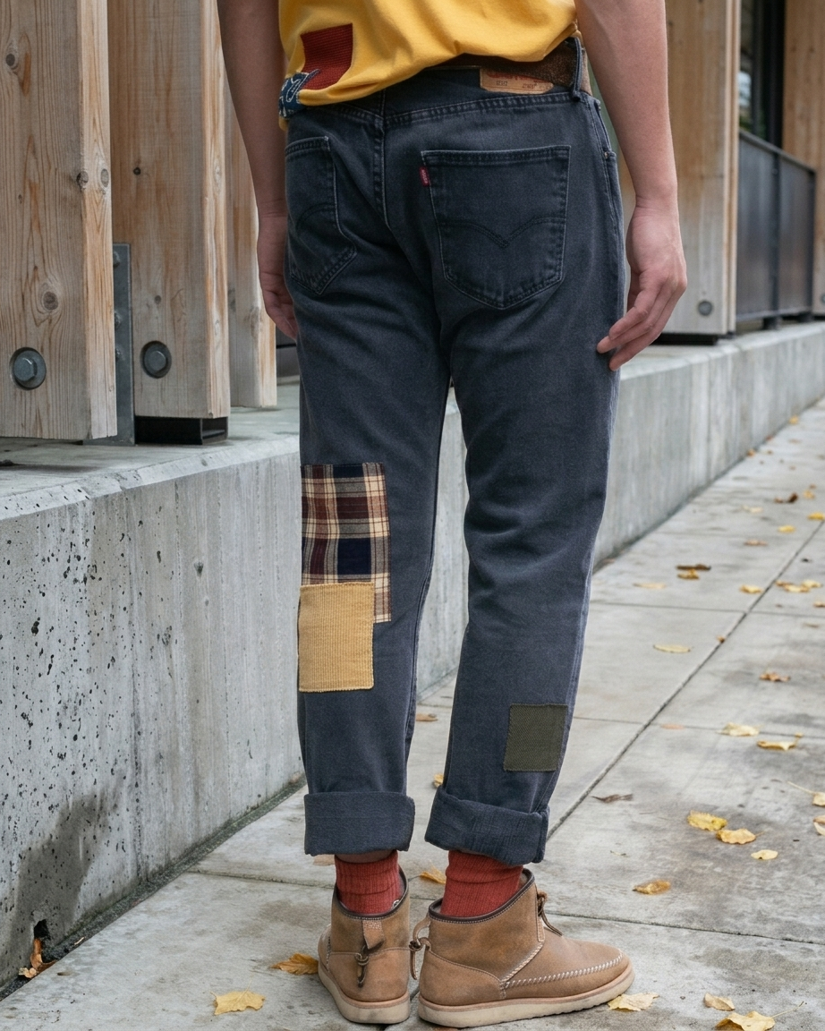 Kiriko Custom Patched Denim Jeans, Levi&