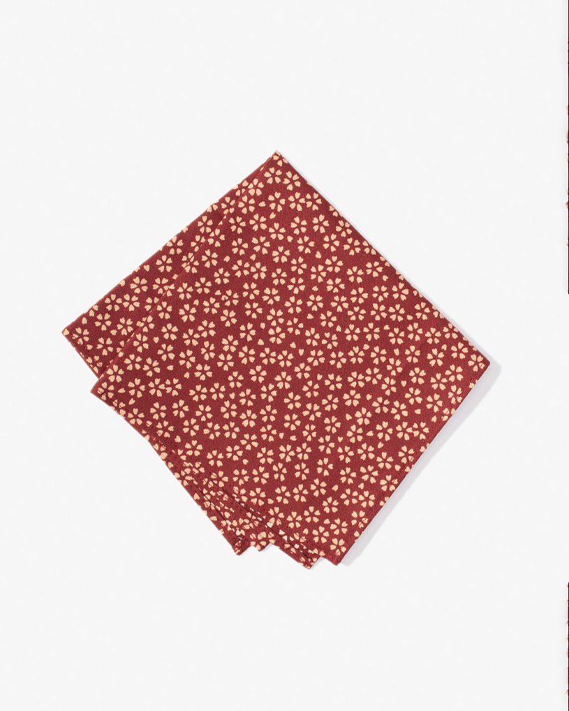 Kiriko Original Pocket Square, Red Small Sakura