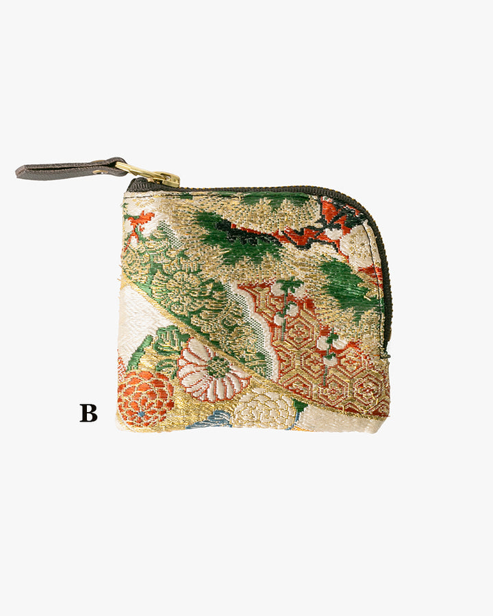 Kiriko Original Obi Zipper Wallet, White with Gold and Multicolor Accents