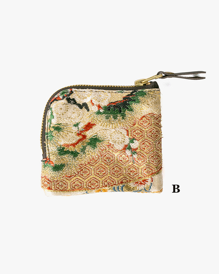 Kiriko Original Obi Zipper Wallet, White with Gold and Multicolor Accents