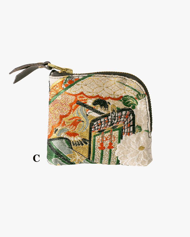 Kiriko Original Obi Zipper Wallet, White with Gold and Multicolor Accents