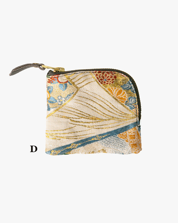 Kiriko Original Obi Zipper Wallet, White with Gold and Multicolor Accents