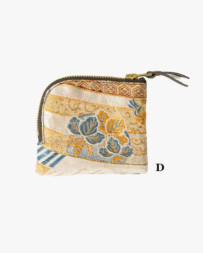 Kiriko Original Obi Zipper Wallet, White with Gold and Multicolor Accents