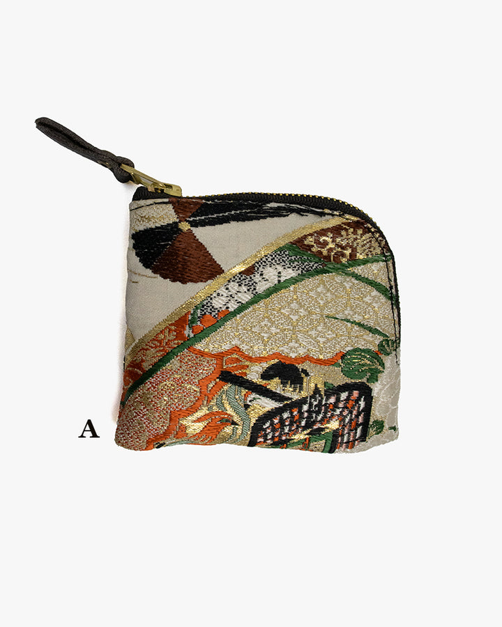 Kiriko Original Obi Zipper Wallet, White with Gold and Multicolor Accents