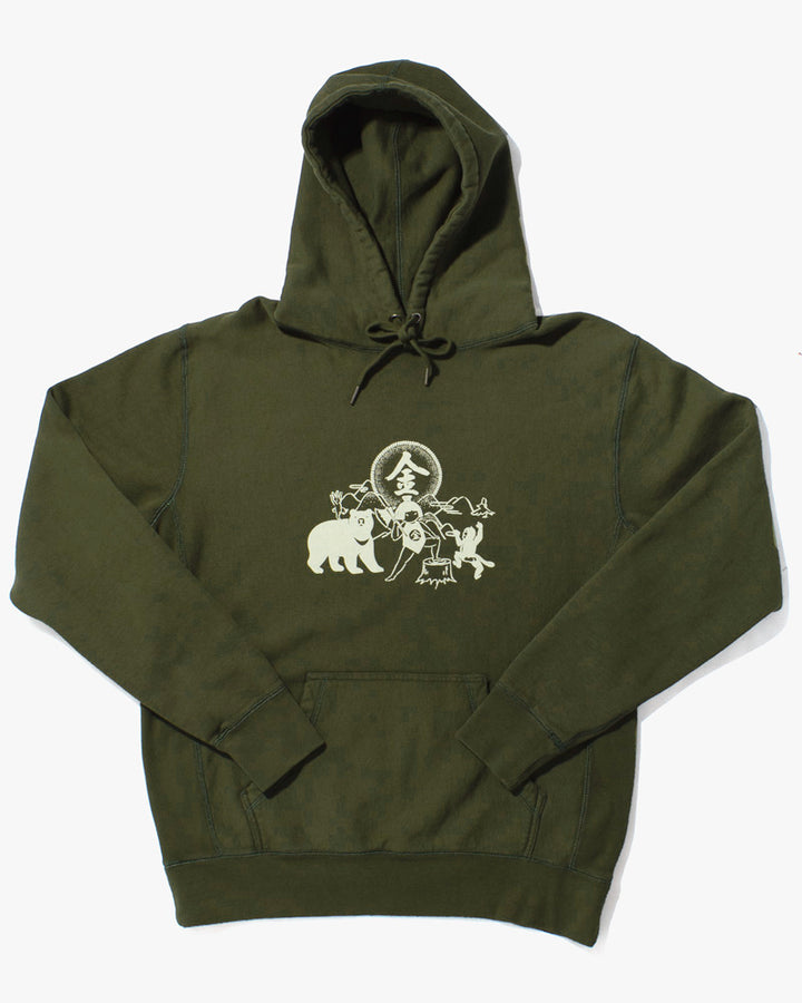Kiriko Original Hoodie, 13oz Cotton, Printed Kintaro, Green