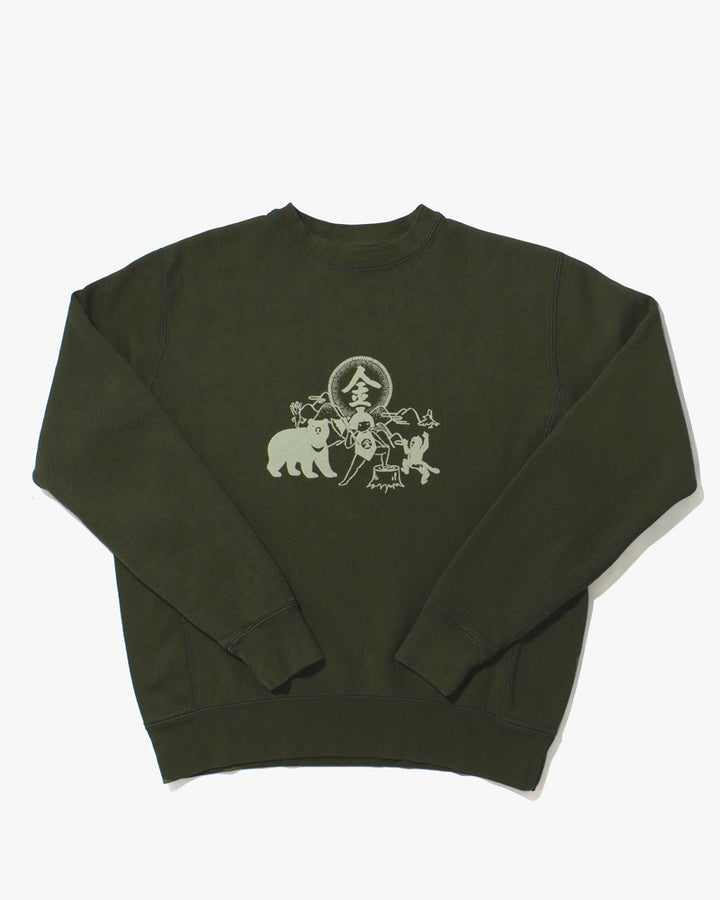 Kiriko Original Crewneck, 13oz Cotton, Printed Kintaro, Green