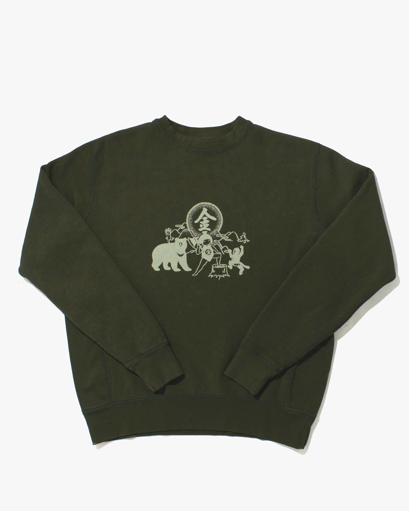Kiriko Original Crewneck, 13oz Cotton, Printed Kintaro, Green