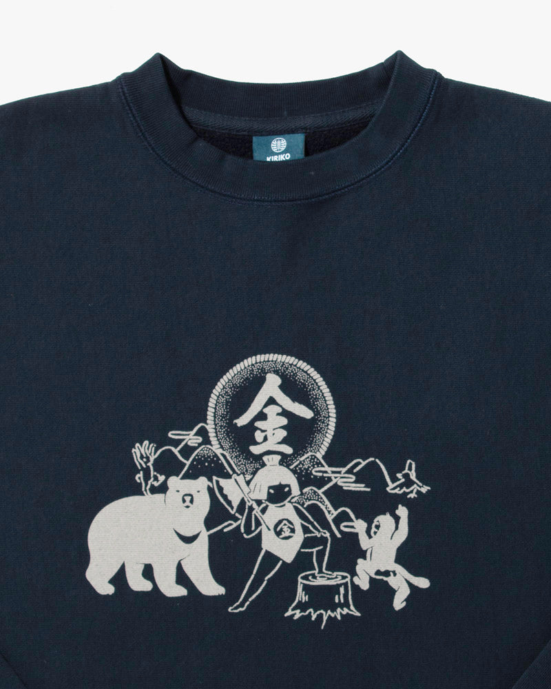 Kiriko Original Crewneck, 13oz Cotton, Printed Kintaro, Navy