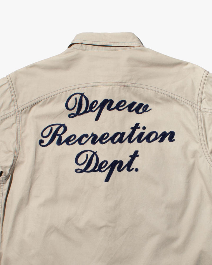 Japanese Repro Work Shirt, Custom Chain Stitched Long Sleeve Button-Up, Cream