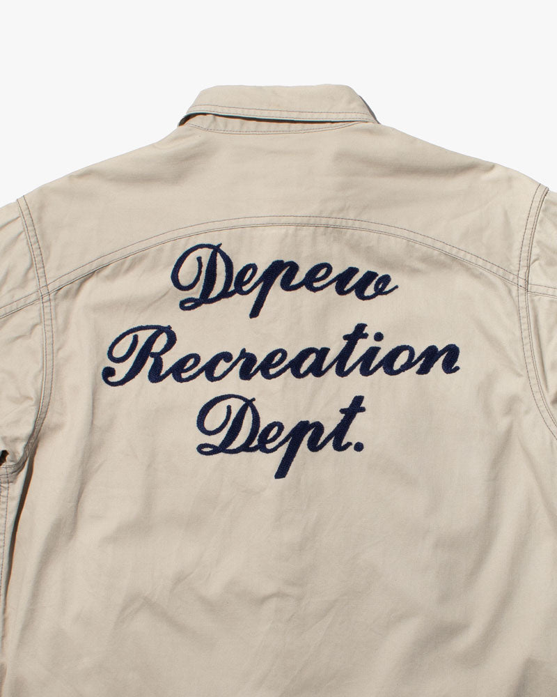 Japanese Repro Work Shirt, Custom Chain Stitched Long Sleeve Button-Up, Cream