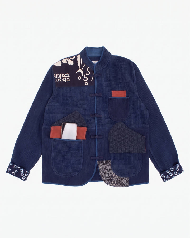 Kiriko Custom Patched Sashiko Mandarin Collar Jacket