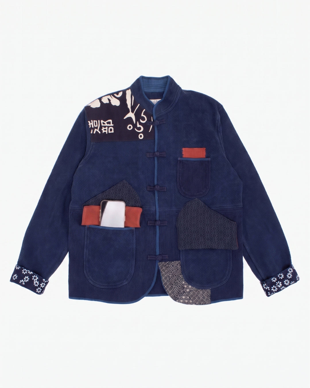 Kiriko Custom Patched Sashiko Mandarin Collar Jacket