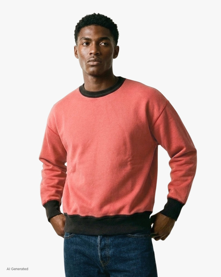 Japanese Repro Long-Sleeve Shirt, XL, Warehouse &amp; Co, Burnt Orange with Brown Contrast Rib