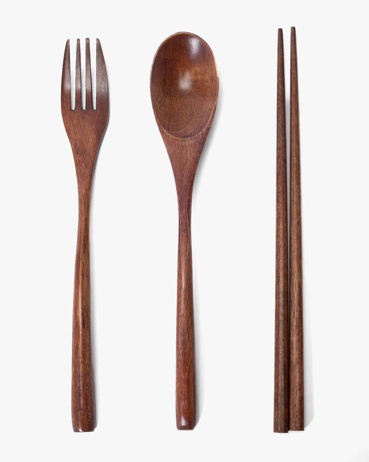 Wooden Utensils, Chopsticks, Spoon, and Fork Set of 3