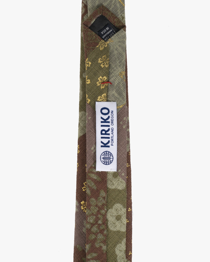 Kiriko Original Tie, Patchwork Style, Azuki and Gold