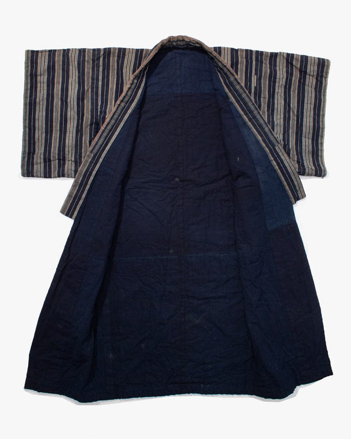 Vintage Noragi Jacket, Reversible, Shima and Indigo