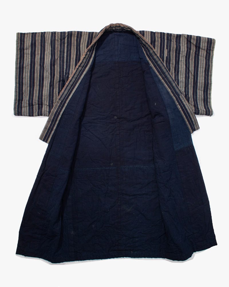 Vintage Noragi Jacket, Reversible, Shima and Indigo
