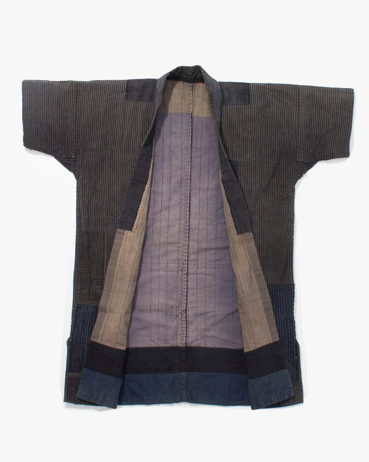 Vintage Noragi Jacket, Shima and Grid, Fully Sashiko Stiched