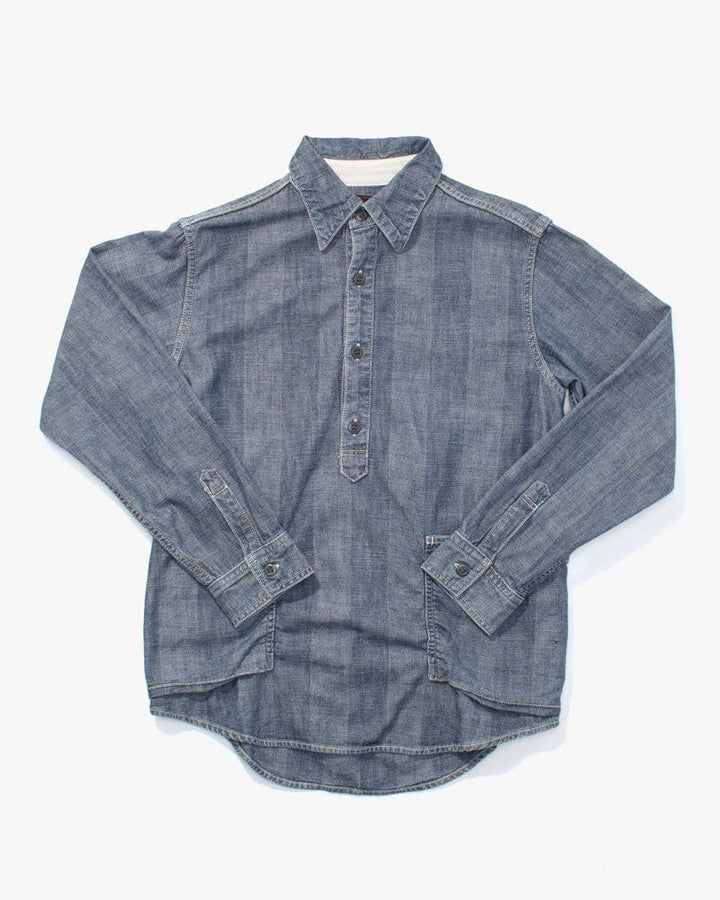 Japanese Repro Shirt, Full Count Brand, Herringbone Denim Pullover w/ Back Rouching