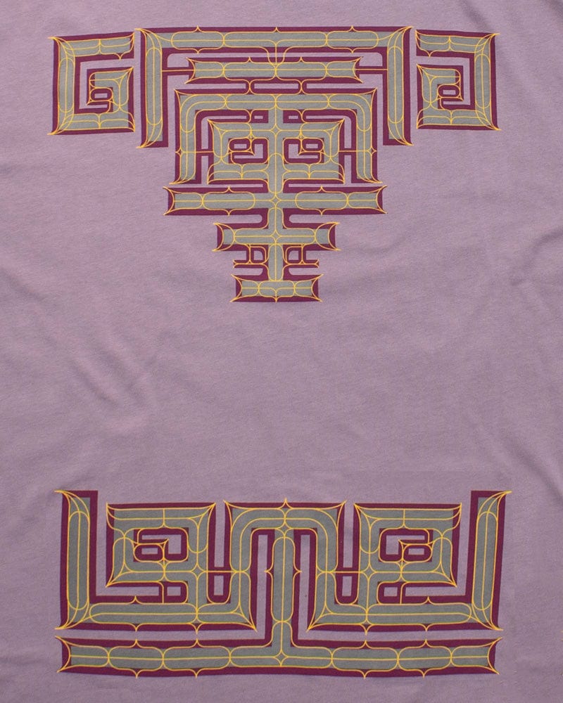 Kiriko Original Ainu Tee, Lavender with Eggplant, Grey, and Gold