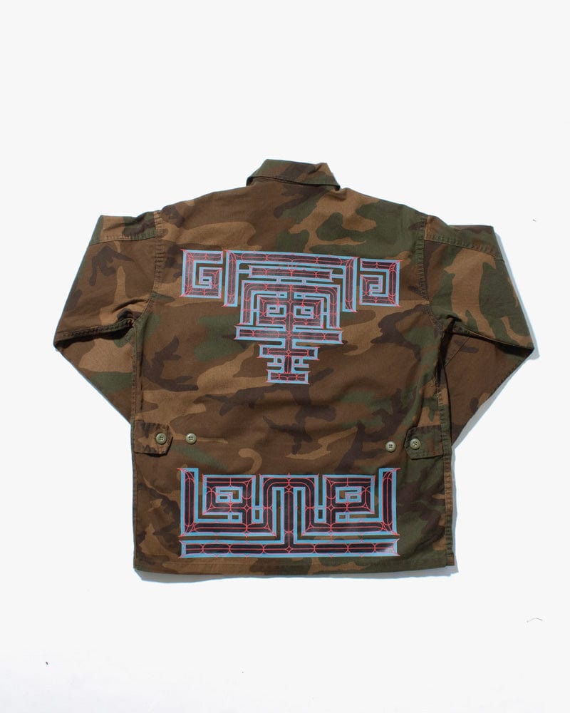 Kiriko Custom, Printed Military Jacket, Ainu, Camo, Orange Citrine