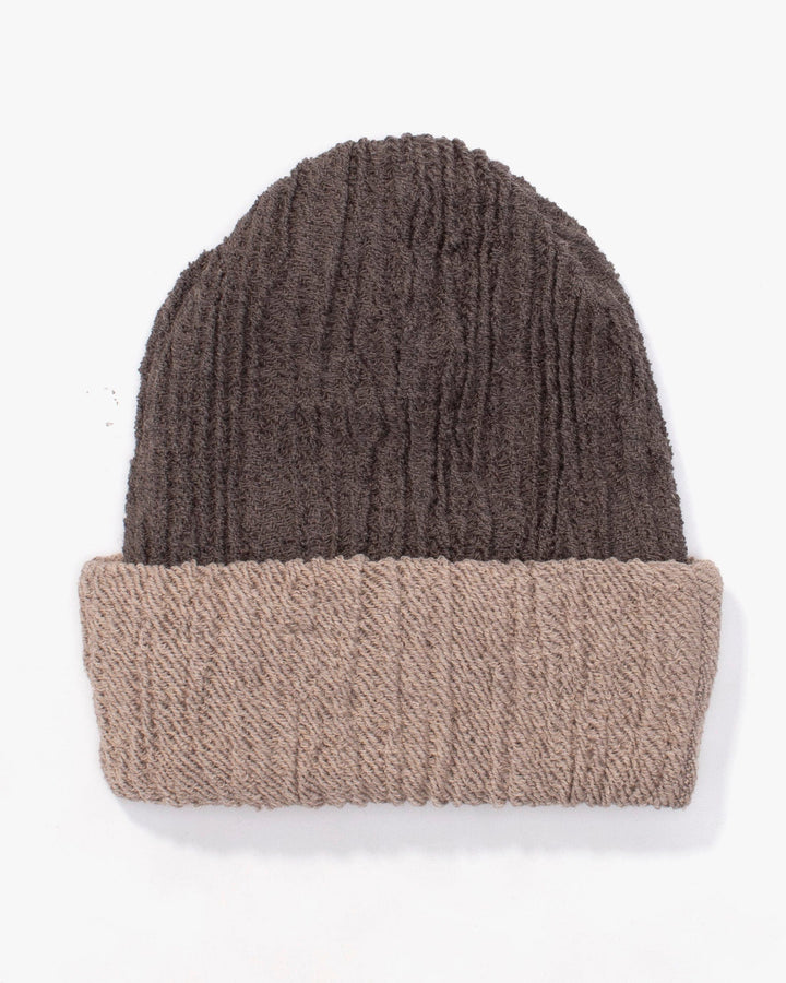 Kobo Oriza Knit Cap, Multi Functional, Cotton and Wool Blend, Split Warm Charcoal and Sand, 9 ˝