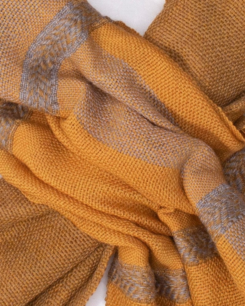 Kobo Oriza Scarf, Easy Knot, Wool, Mustard Yellow