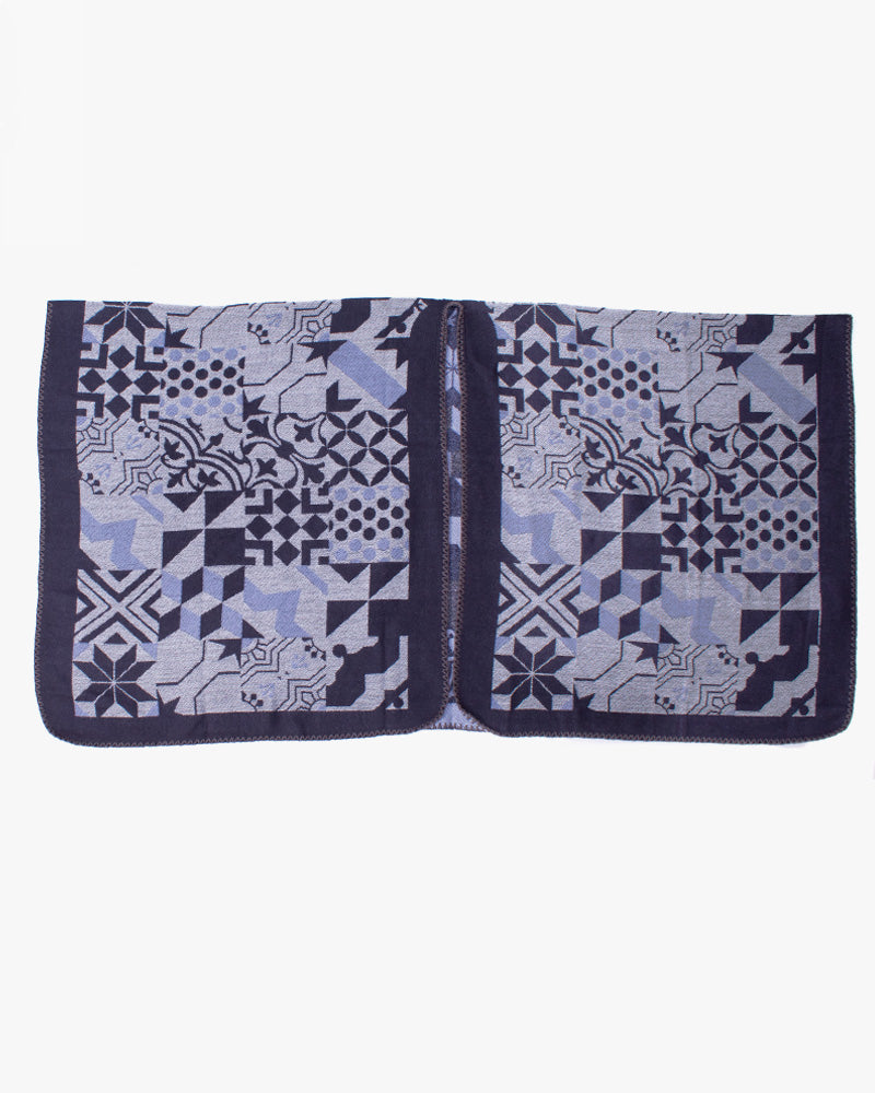 Wa-Modern Poncho, Multi Pattern, Dark Navy, Gray and Sky Blue – Kiriko Made