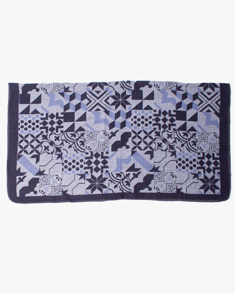 Wa-Modern Poncho, Multi Pattern, Dark Navy, Gray and Sky Blue – Kiriko Made