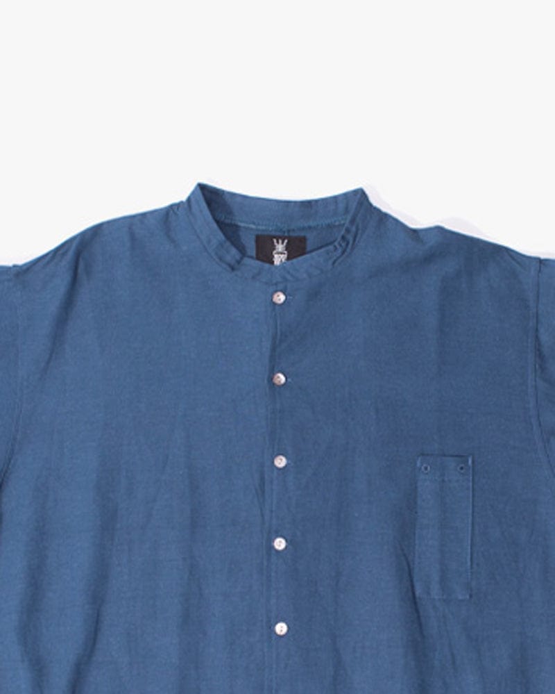 Wa-Modern Shirt, Long Sleeve Button-Up, Mandarin Collar, Teal