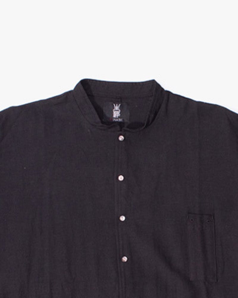 Wa-Modern Shirt, Long Sleeve Button-Up, Mandarin Collar, Black