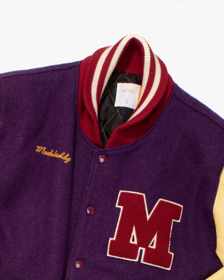 Japanese Repro Varsity Jacket, Mack Daddy, Purple and Cream - L