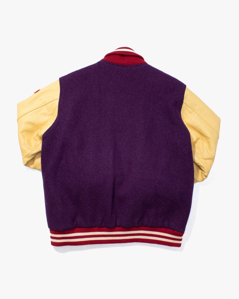 Japanese Repro Varsity Jacket, Mack Daddy, Purple and Cream - L