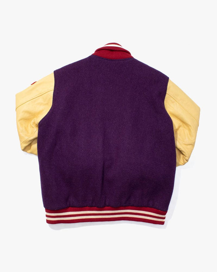 Japanese Repro Varsity Jacket, Mack Daddy, Purple and Cream - L