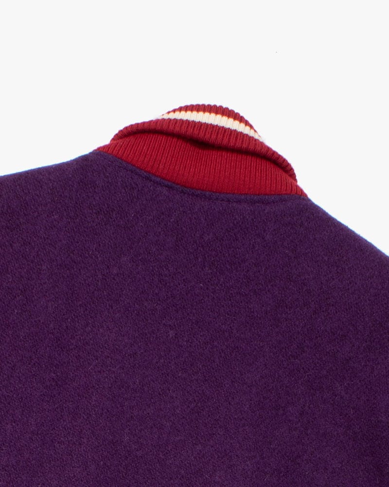 Japanese Repro Varsity Jacket, Mack Daddy, Purple and Cream - L