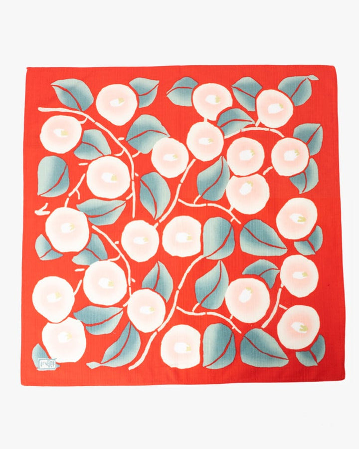 Modern Furoshiki, Musubi, Yumeji Takehisa, Tsubaki, Red, 19 x 19
