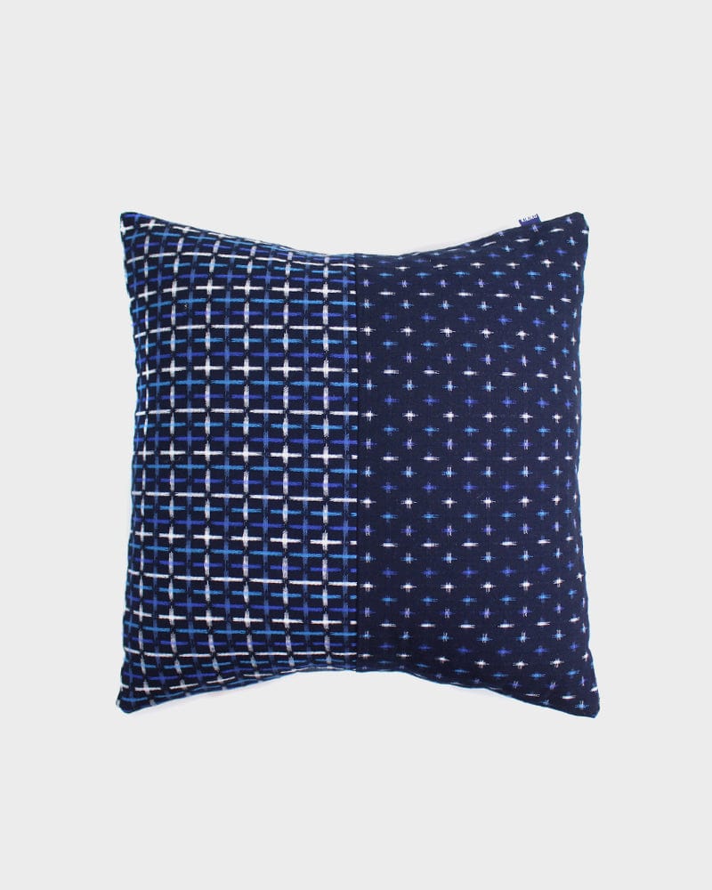 Kiriko Original Pillow, Split Indigo, Blue and White Jyuji