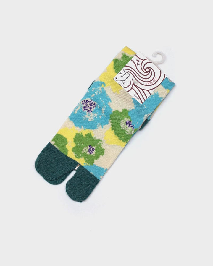 Tabi Socks, Abstract Tsubaki, Green and Blue (S/M)
