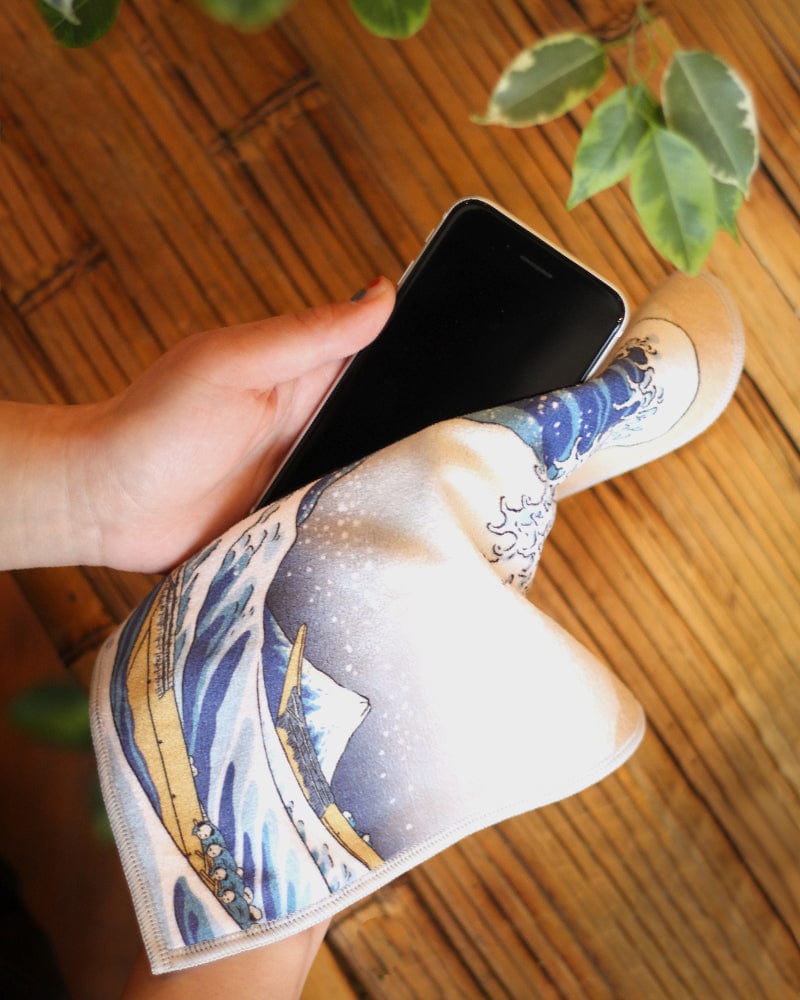 Reversible handkerchief with The Great Wave Off Kanagawa print by Kiriko Made