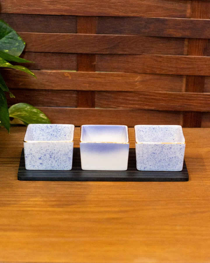 Aola, Cobalt Ceramic with Indigo-Dyed Sugi Plate