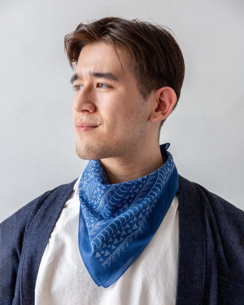 Aizawa Lightweight Indigo Bandana, Multi-pattern Dots