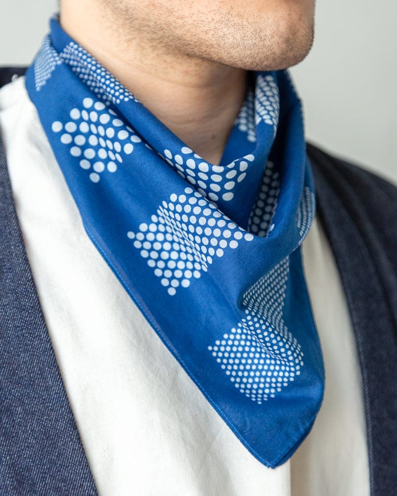 Aizawa Lightweight Indigo Bandana, Boarder and Multi-Dots