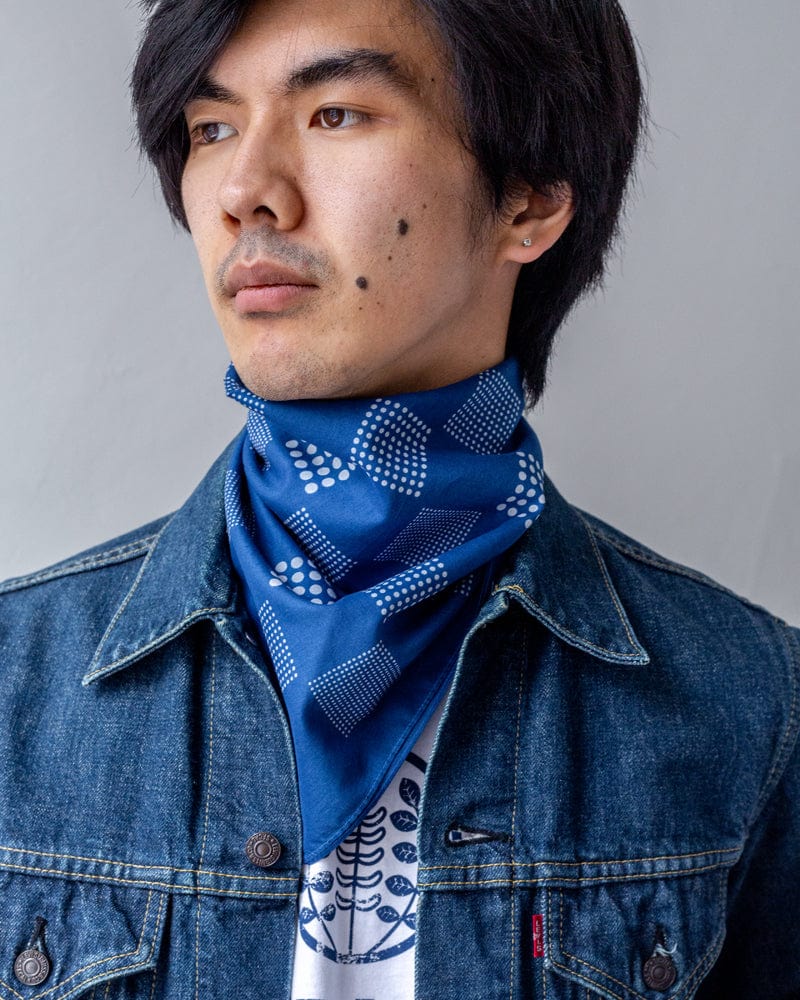 Aizawa Lightweight Indigo Bandana, Ichimatsu Dots