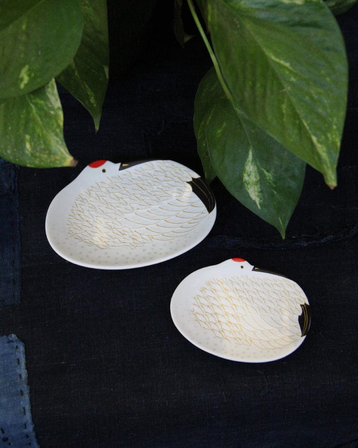 Kouraku Kiln Medium Plate, Tsuru