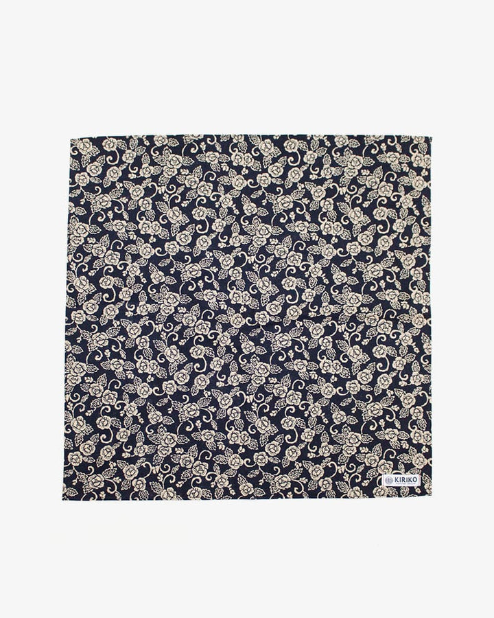 Kiriko Original Bandana, Classic, Dark Indigo and Cream Kiku Karakusa