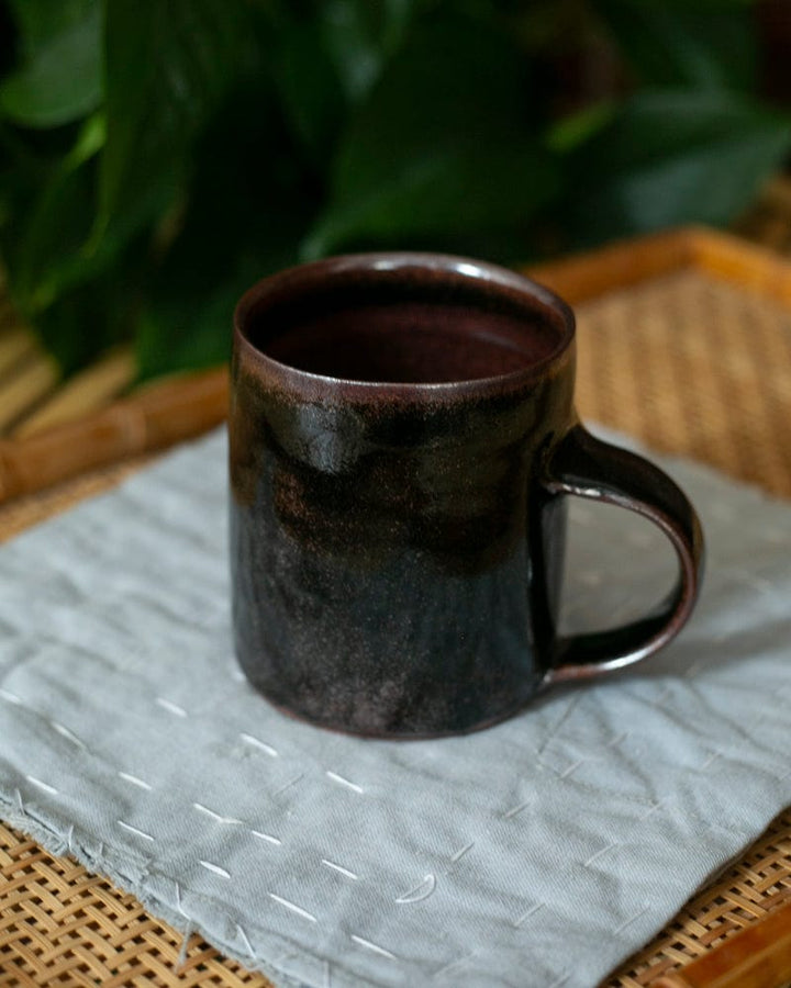 Culp Pottery Mug, Classic, Black and Wine Glazed