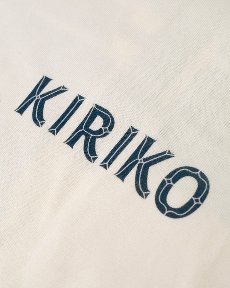 Kiriko Original Ainu Tee, Cream with Indigo, Sky Blue and Gold