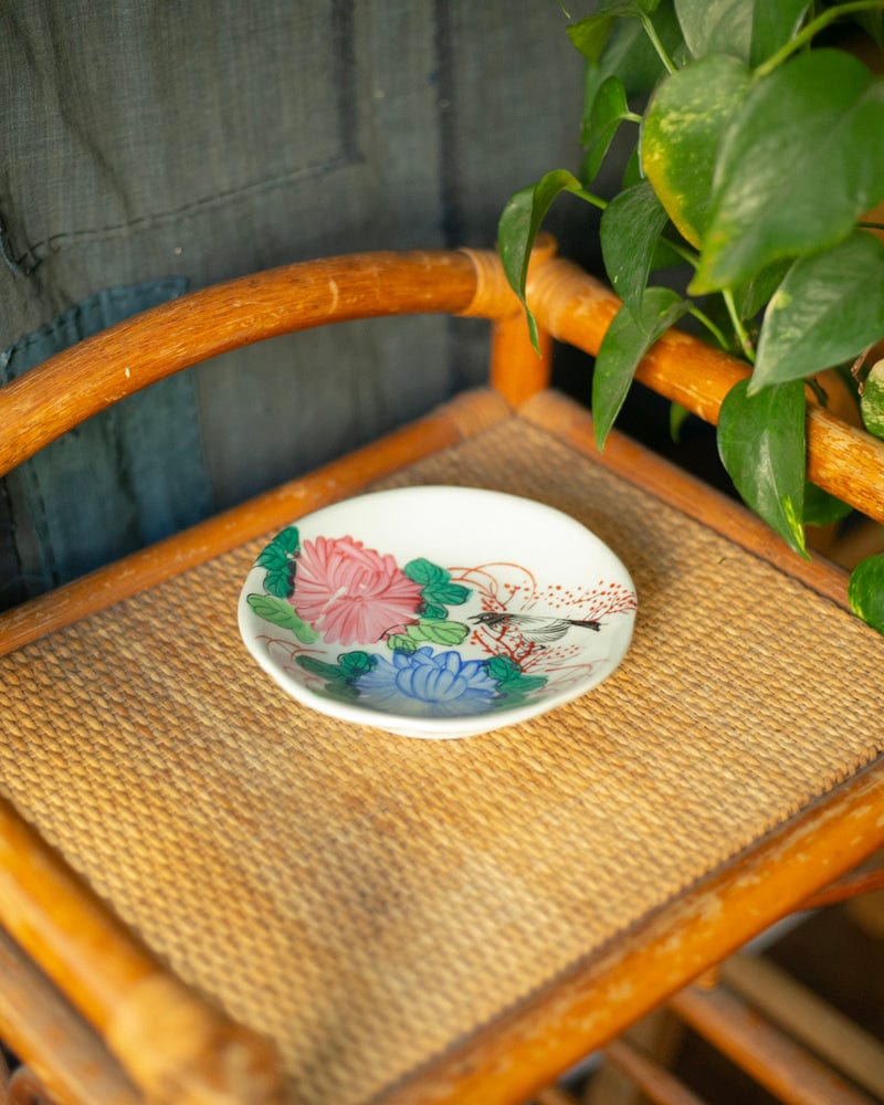 Vintage Pottery, Plate, Flowers and Bird Ceramic (one remailing POS only due to damage)