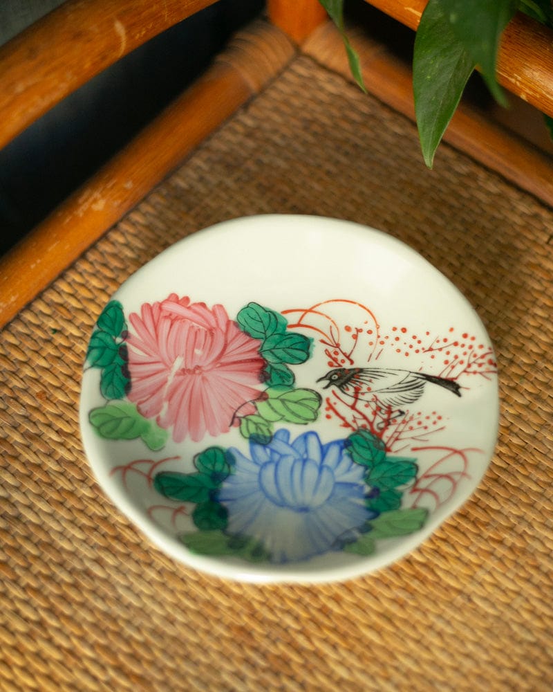 Vintage Pottery, Plate, Flowers and Bird Ceramic (one remailing POS only due to damage)