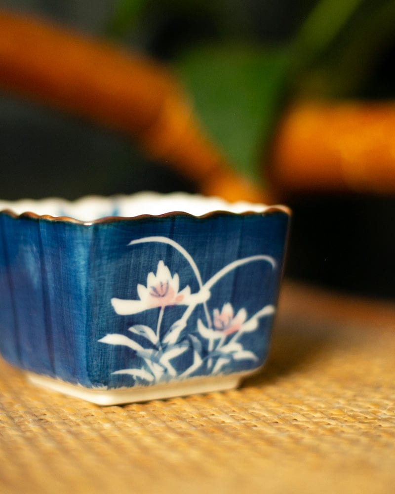 Vintage Pottery, Bowl, Square Floral Kobachi, Small